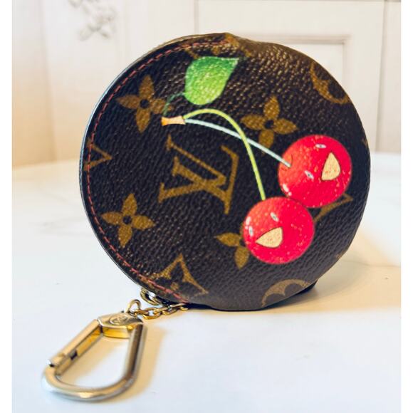 🍒Louis Vuitton Takashi Murakami Cerises Cherries Sac Plat and Round Coin Purse - Picture 3 of 16